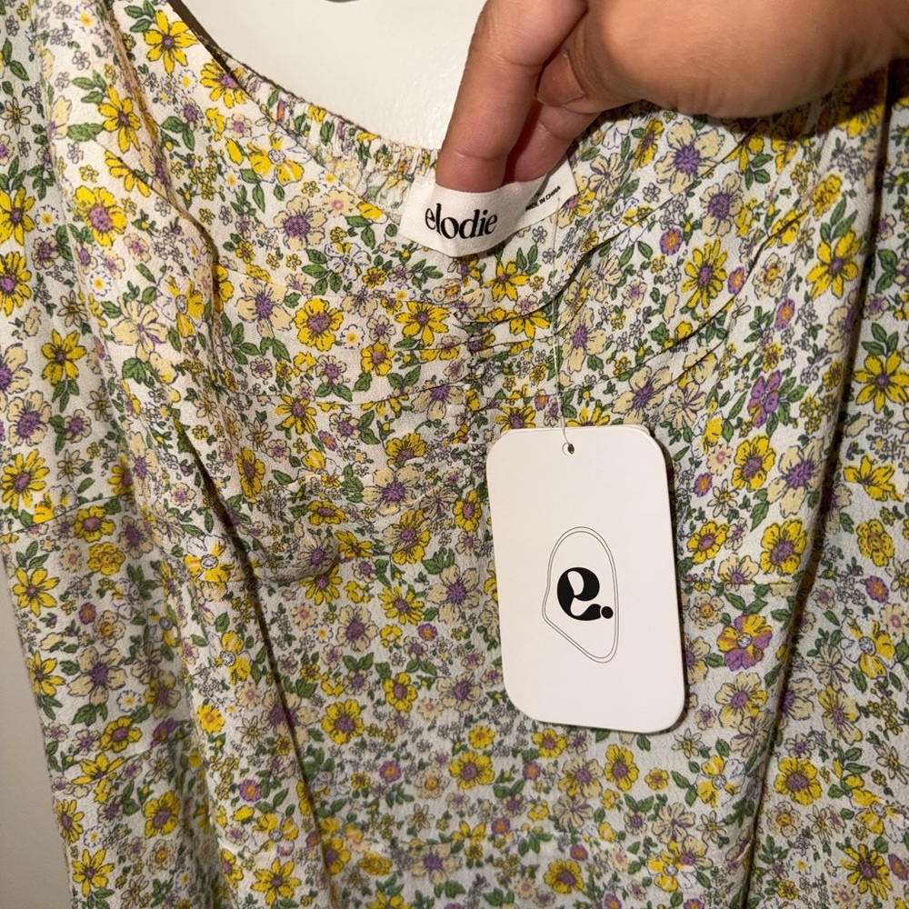Elodie Floral Midi Dress - Yellow, Green & Cream - Picture 6 of 8